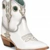 Corral Women's Patent Leather Inlay & Embroidery Western Booties - Pointed Toe  White -Corral Boots Shop 2000375941 100 P1