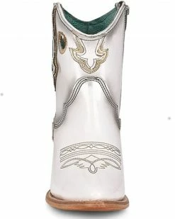 Corral Women's Patent Leather Inlay & Embroidery Western Booties - Pointed Toe  White -Corral Boots Shop 2000375941 100 P3
