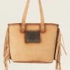 Corral Women's Fringe Burnished Leather Tote Bag Sand -Corral Boots Shop 2000383375 295 P1