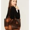 Corral Women's Concho Tassel Distressed Leather Shoulder Bag Chocolate