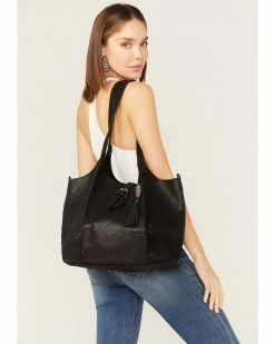 Corral Women's Concho Tassel Leather Shoulder Bag Black