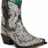 Corral Women's Embroidered Crystal Western Ankle Boots - Snip Toe Black/white -Corral Boots Shop 2000383725 944 P1