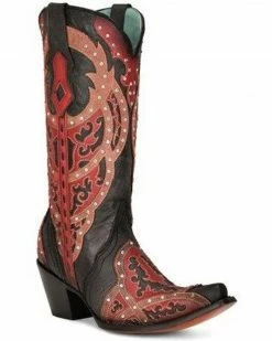Corral Women's LD Western Boots - Snip Toe Black/red