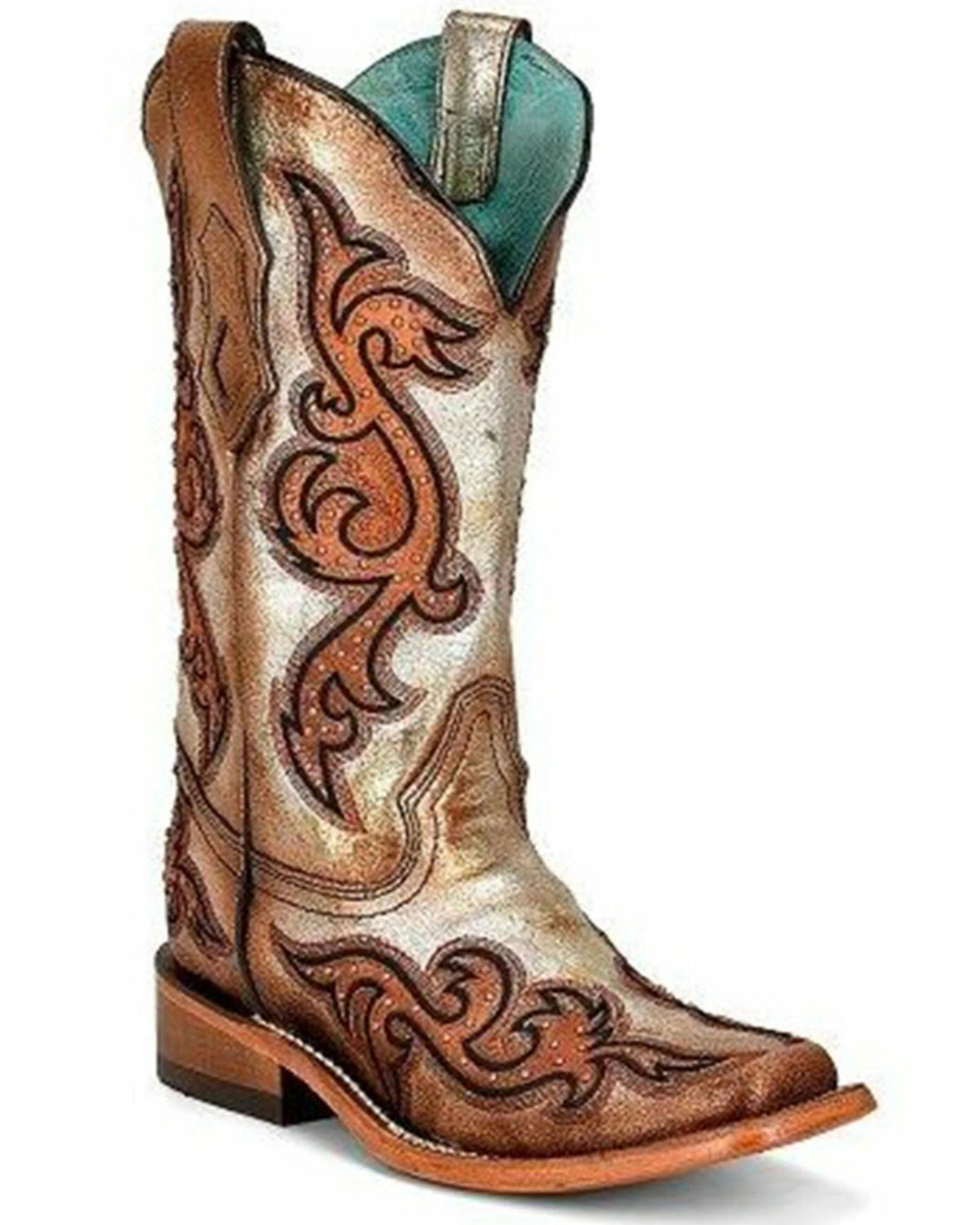 Corral Women's Studded Western Boots - Square Toe Gold 3 Corral Women's Studded Western Boots - Square Toe Gold