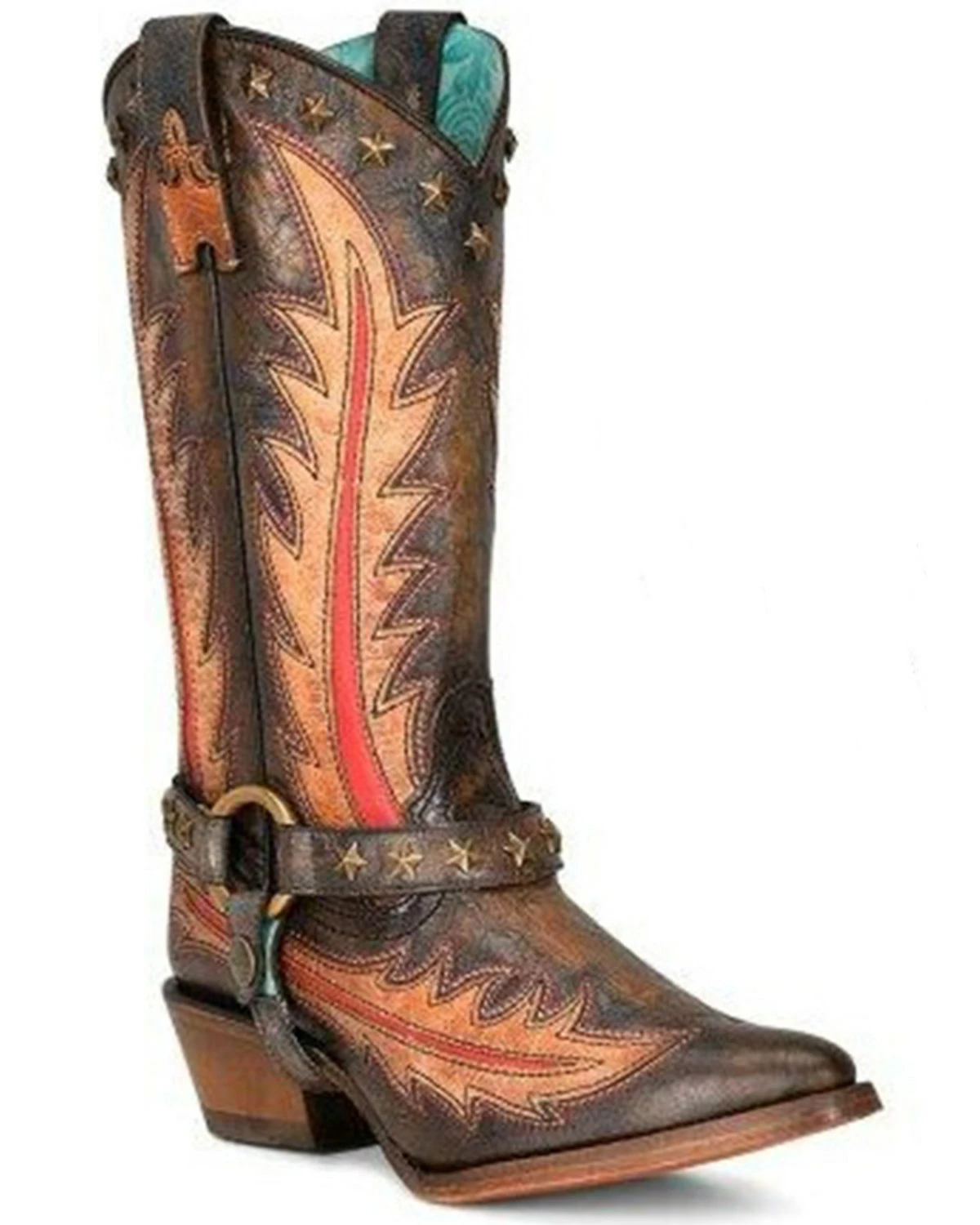 Corral Women's Star Studded And Harness Western Boot - Pointed Toe Black/grey 4 Corral Women's Star Studded And Harness Western Boot - Pointed Toe Black/grey - Image 2