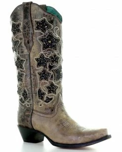 Corral Women's Glitter Star Western Boots - Snip Toe Brown -Corral Boots Shop 2000383748 200 P1 1