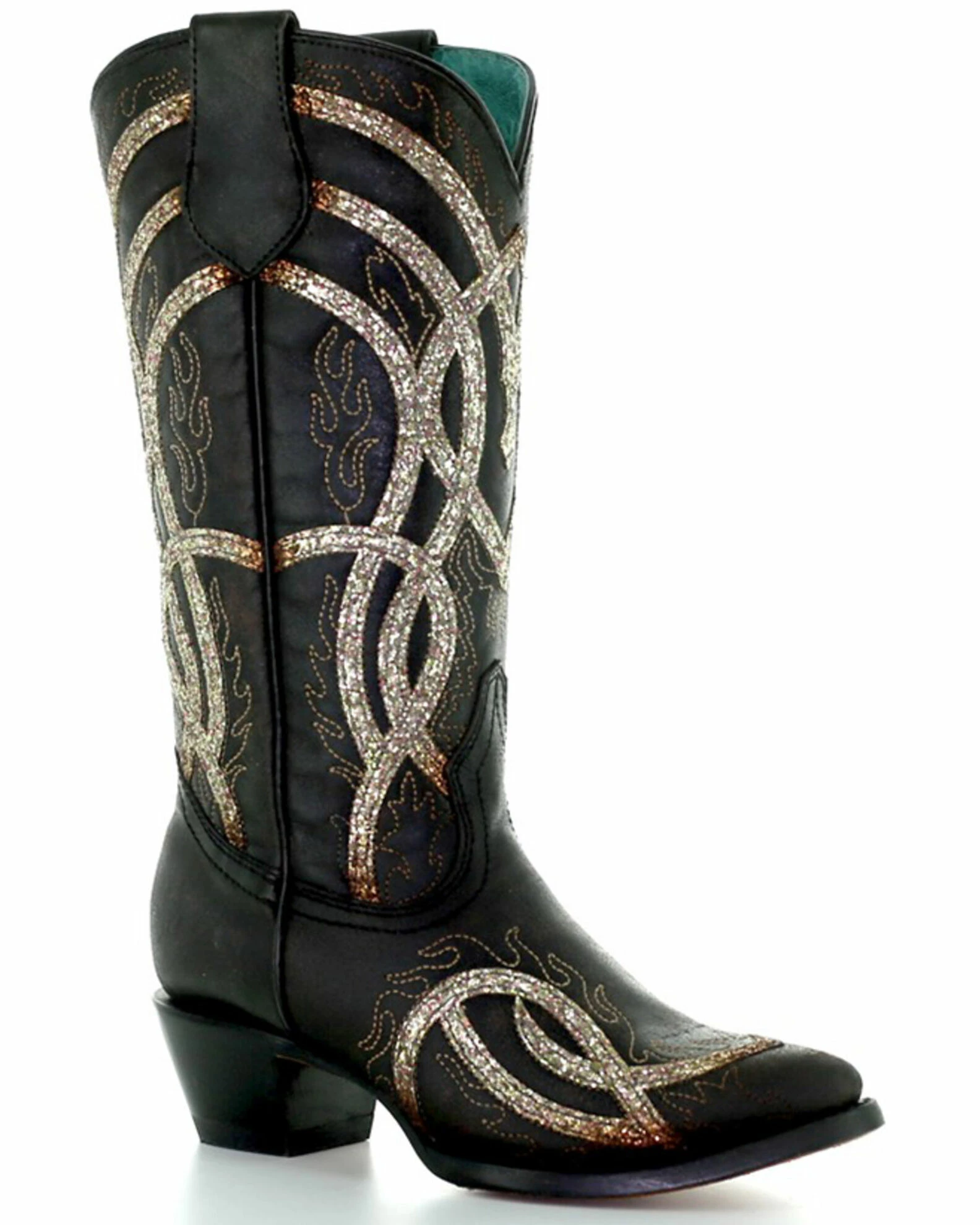 Corral Women's Glitter Overlay Western Boots - Pointed Toe Black 3 Corral Women's Glitter Overlay Western Boots - Pointed Toe Black