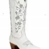 Corral Women's Floral Embroidered Patent Leather Western Boots - Pointed Toe White